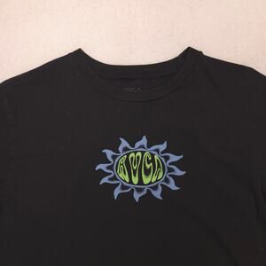RVCA Short Sleeve Graphic Crew Neck T Shirt Adult Mens Size Large L Black